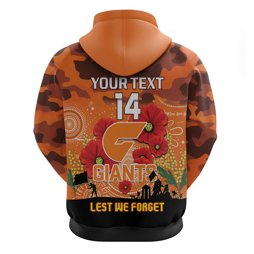 Custom Giants Football ANZAC Zip Hoodie Gallipoli Camouflage With Poppies