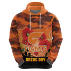 Custom Giants Football ANZAC Zip Hoodie Gallipoli Camouflage With Poppies