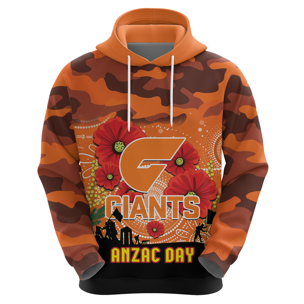Custom Giants Football ANZAC Zip Hoodie Gallipoli Camouflage With Poppies