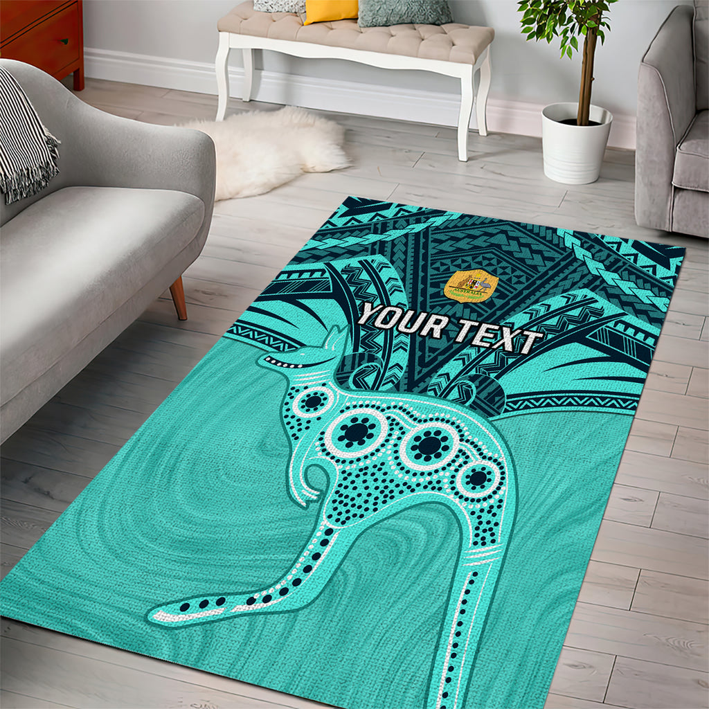 Custom Australia Matildas Area Rug Polynesian Mix Turquoise Marble