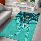 Custom Australia Matildas Area Rug Polynesian Mix Turquoise Marble