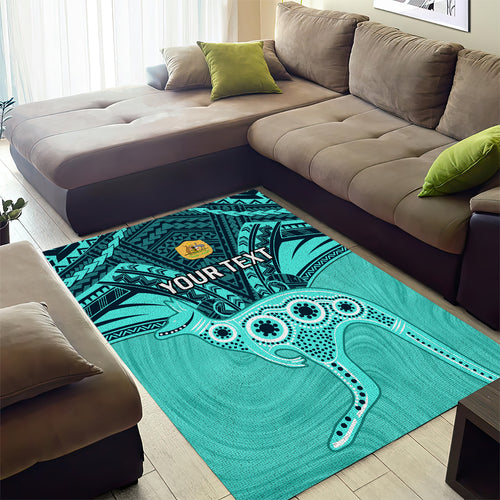 Custom Australia Matildas Area Rug Polynesian Mix Turquoise Marble