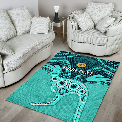 Custom Australia Matildas Area Rug Polynesian Mix Turquoise Marble