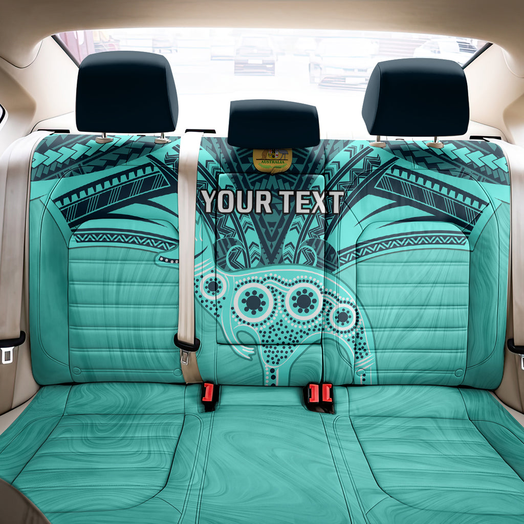 Custom Australia Matildas Back Car Seat Cover Polynesian Mix Turquoise Marble