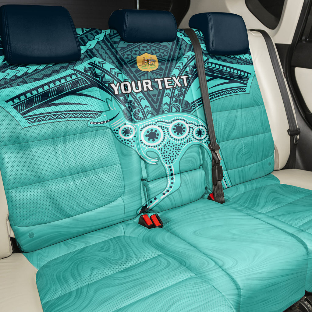 Custom Australia Matildas Back Car Seat Cover Polynesian Mix Turquoise Marble