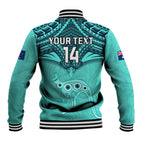 Custom Australia Matildas Baseball Jacket Polynesian Mix Turquoise Marble
