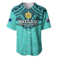 Custom Australia Matildas Baseball Jersey Polynesian Mix Turquoise Marble