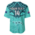 Custom Australia Matildas Baseball Jersey Polynesian Mix Turquoise Marble