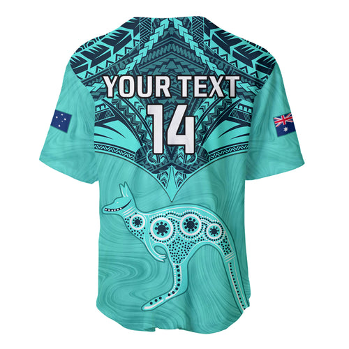 Custom Australia Matildas Baseball Jersey Polynesian Mix Turquoise Marble