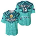 Custom Australia Matildas Baseball Jersey Polynesian Mix Turquoise Marble