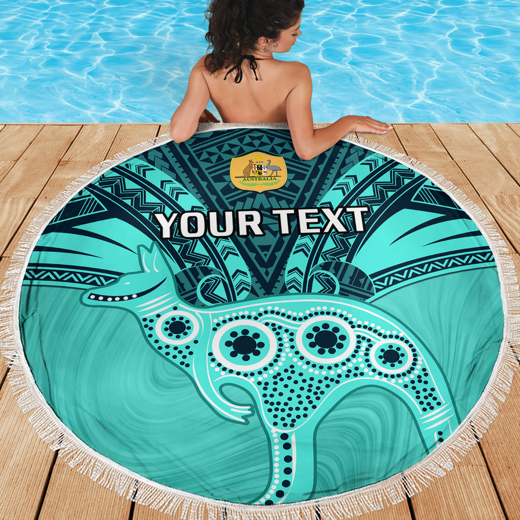 Custom Australia Matildas Beach Blanket Polynesian Mix Turquoise Marble