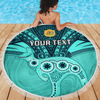 Custom Australia Matildas Beach Blanket Polynesian Mix Turquoise Marble