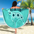 Custom Australia Matildas Beach Blanket Polynesian Mix Turquoise Marble