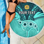 Custom Australia Matildas Beach Blanket Polynesian Mix Turquoise Marble