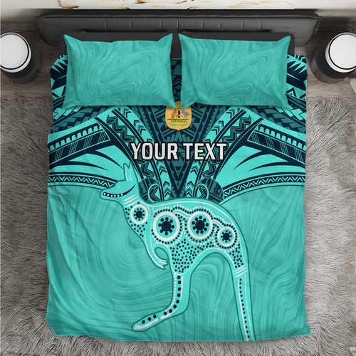 Custom Australia Matildas Bedding Set Polynesian Mix Turquoise Marble