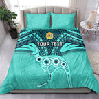 Custom Australia Matildas Bedding Set Polynesian Mix Turquoise Marble