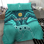Custom Australia Matildas Bedding Set Polynesian Mix Turquoise Marble
