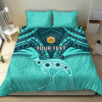 Custom Australia Matildas Bedding Set Polynesian Mix Turquoise Marble