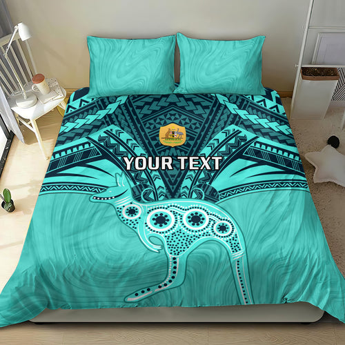 Custom Australia Matildas Bedding Set Polynesian Mix Turquoise Marble