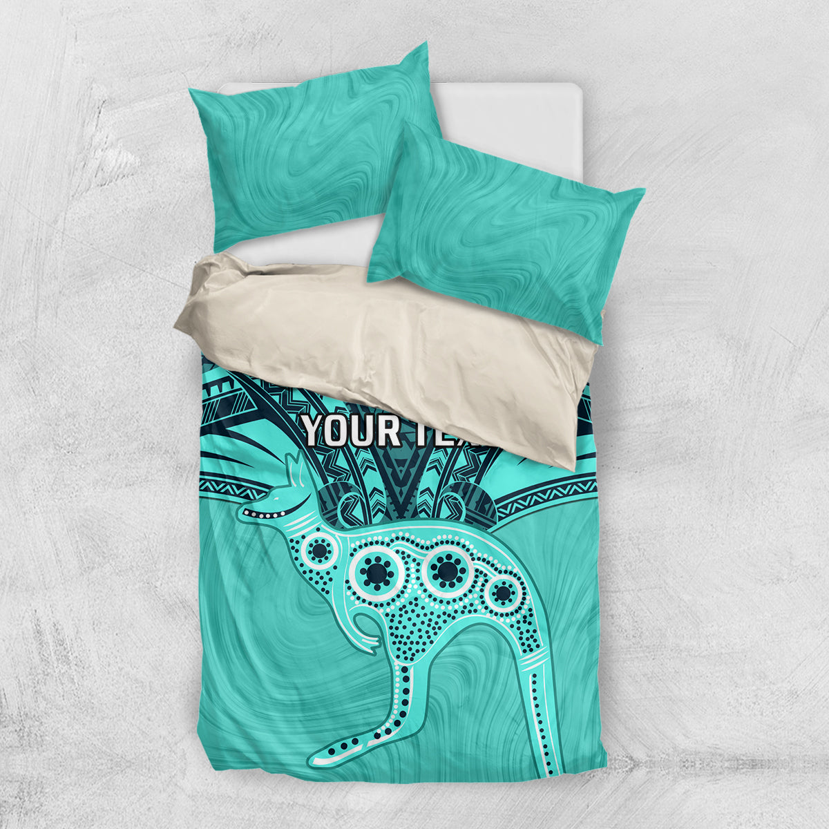 Custom Australia Matildas Bedding Set Polynesian Mix Turquoise Marble