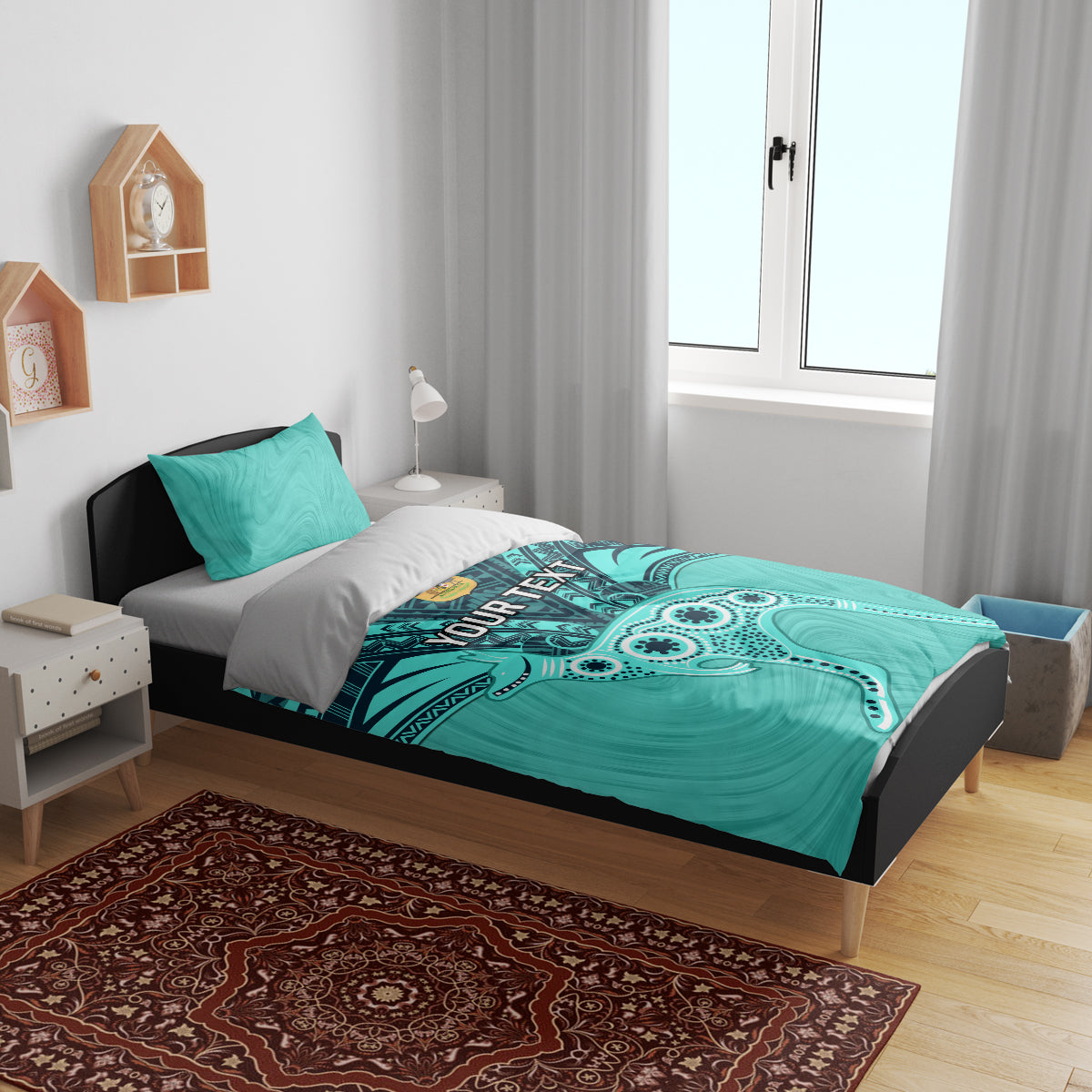 Custom Australia Matildas Bedding Set Polynesian Mix Turquoise Marble