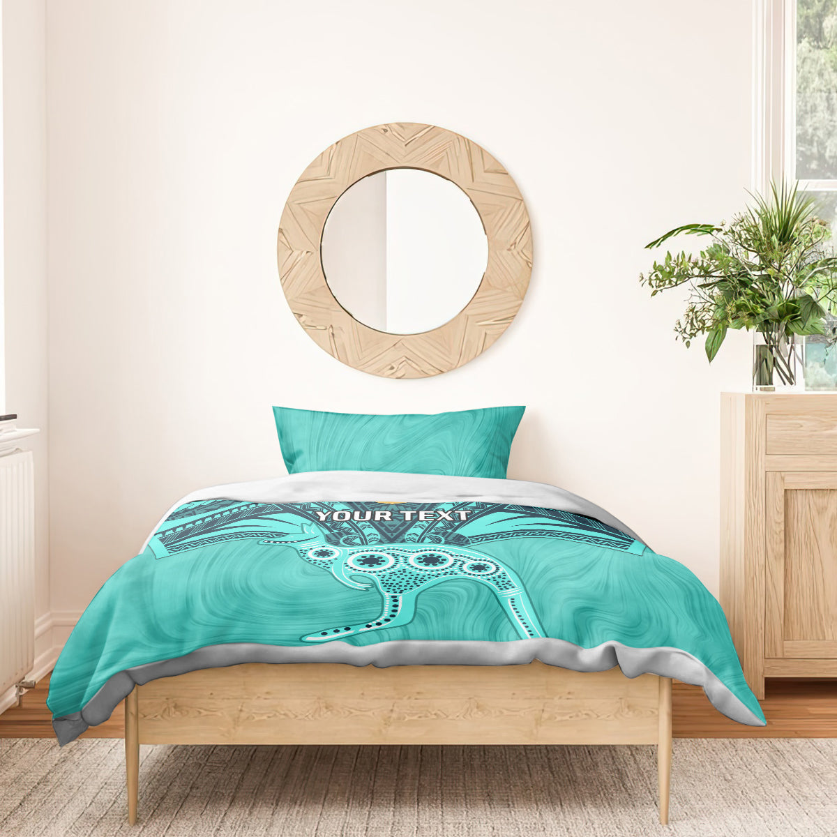 Custom Australia Matildas Bedding Set Polynesian Mix Turquoise Marble