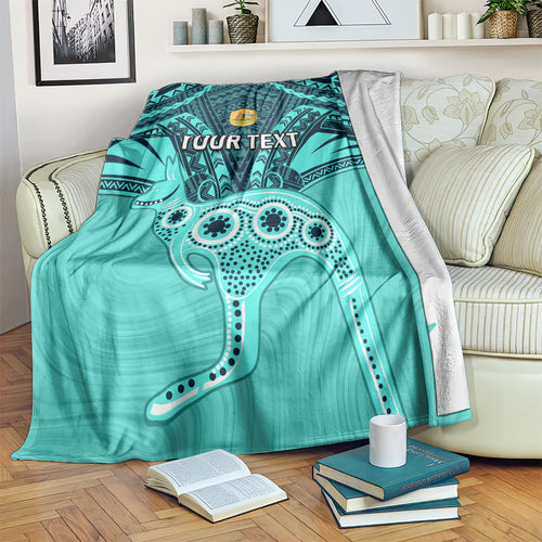 Custom Australia Matildas Blanket Polynesian Mix Turquoise Marble