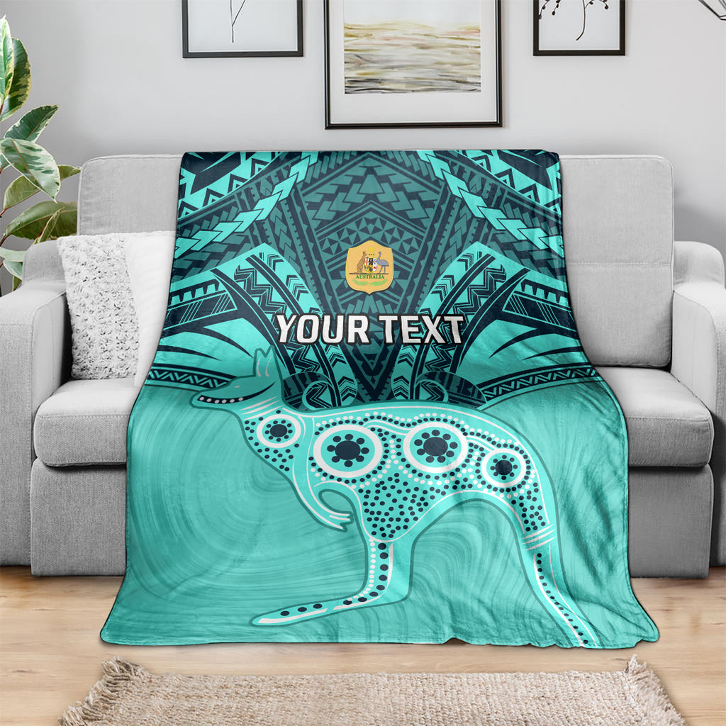 Custom Australia Matildas Blanket Polynesian Mix Turquoise Marble