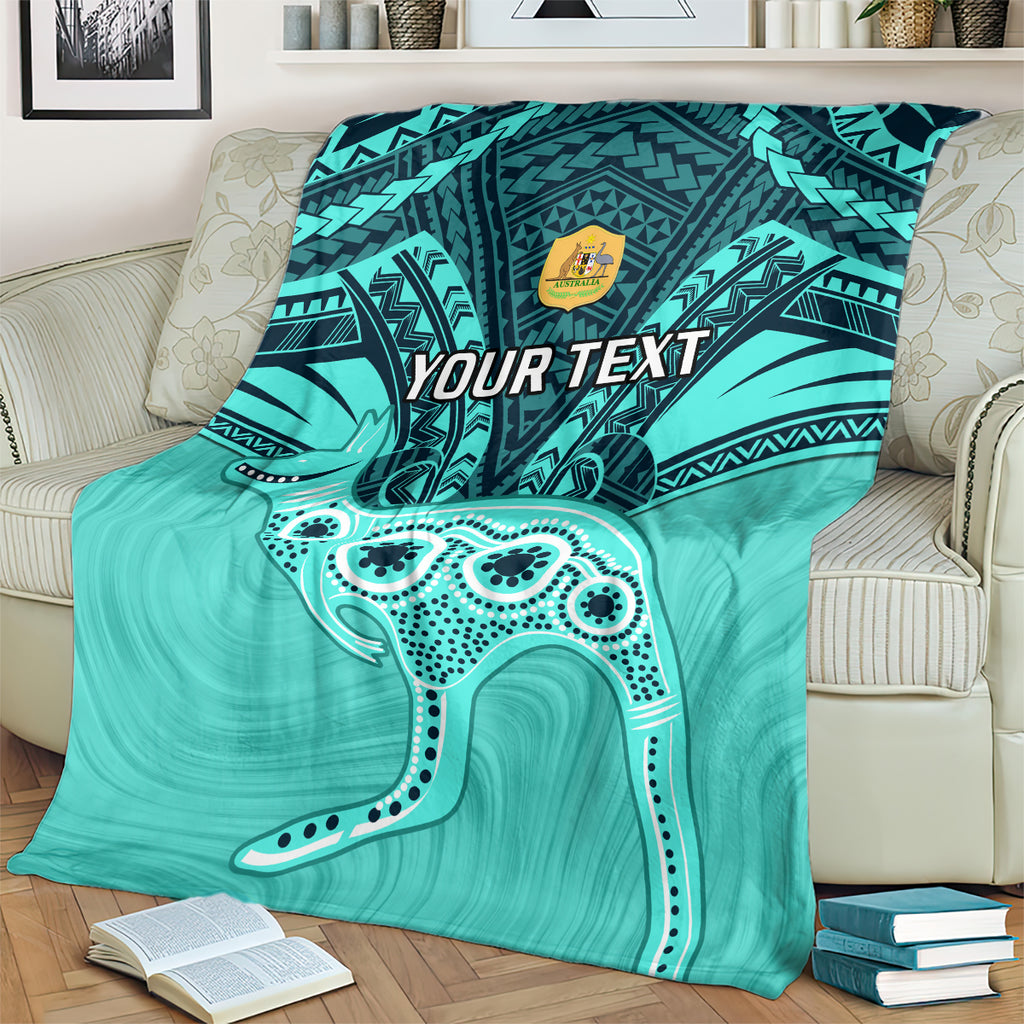 Custom Australia Matildas Blanket Polynesian Mix Turquoise Marble