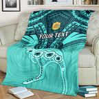 Custom Australia Matildas Blanket Polynesian Mix Turquoise Marble