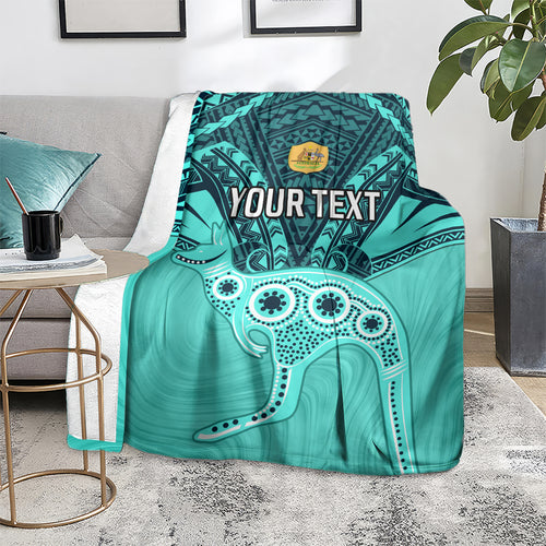Custom Australia Matildas Blanket Polynesian Mix Turquoise Marble
