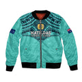 Custom Australia Matildas Bomber Jacket Polynesian Mix Turquoise Marble