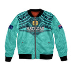 Custom Australia Matildas Bomber Jacket Polynesian Mix Turquoise Marble