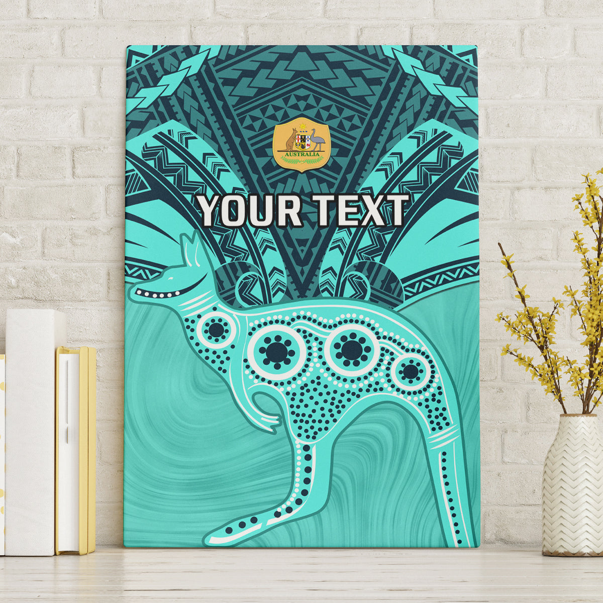 Custom Australia Matildas Canvas Wall Art Polynesian Mix Turquoise Marble