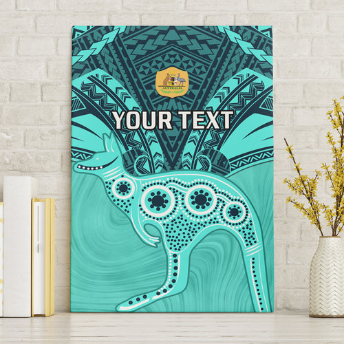 Custom Australia Matildas Canvas Wall Art Polynesian Mix Turquoise Marble