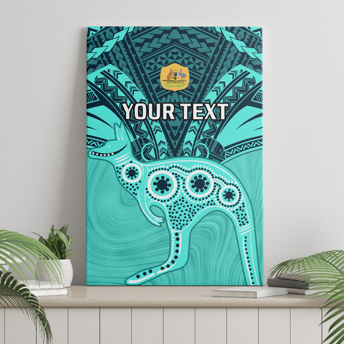 Custom Australia Matildas Canvas Wall Art Polynesian Mix Turquoise Marble