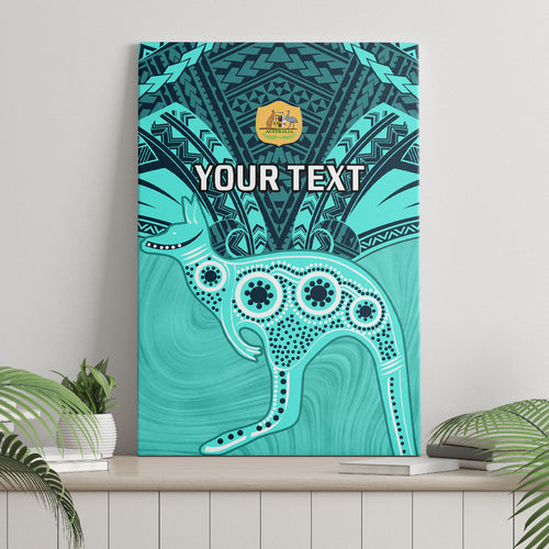 Custom Australia Matildas Canvas Wall Art Polynesian Mix Turquoise Marble