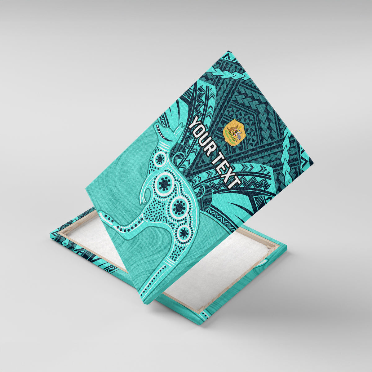 Custom Australia Matildas Canvas Wall Art Polynesian Mix Turquoise Marble