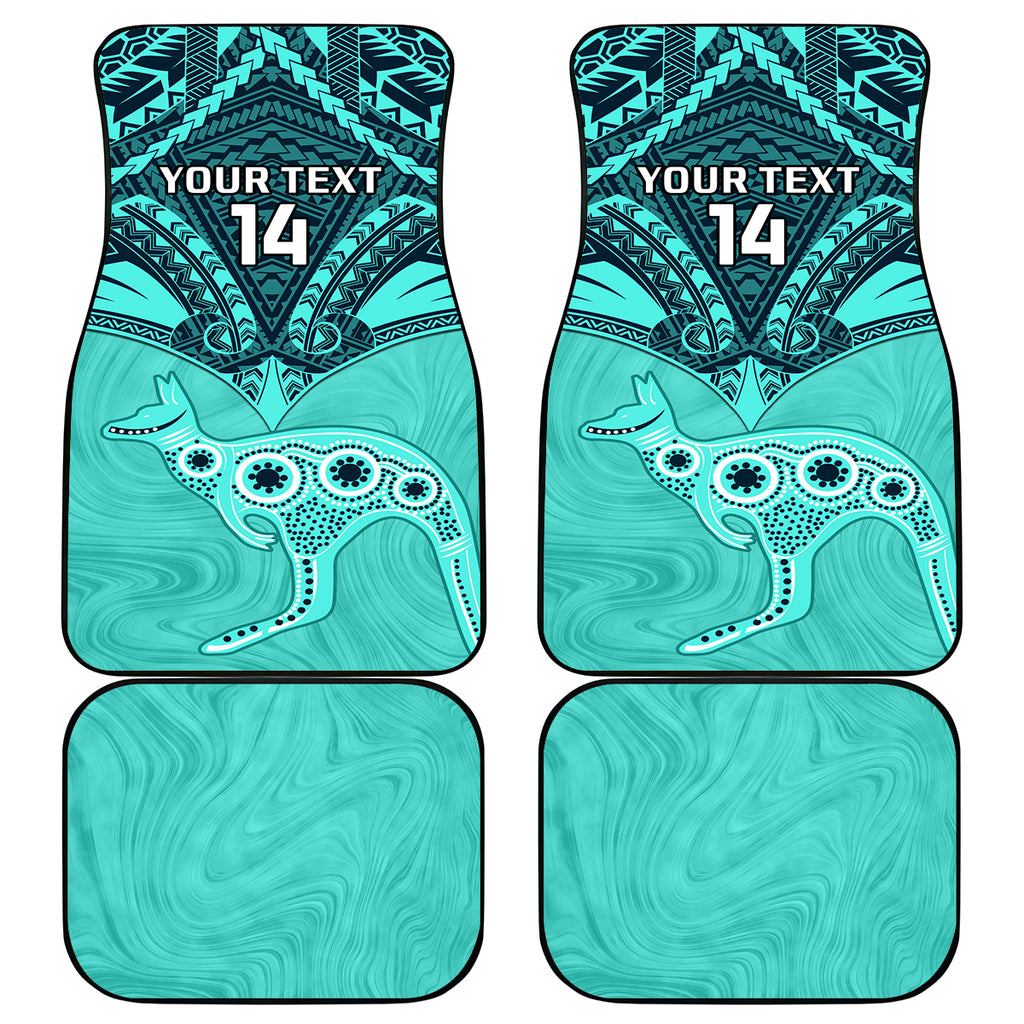 Custom Australia Matildas Car Mats Polynesian Mix Turquoise Marble