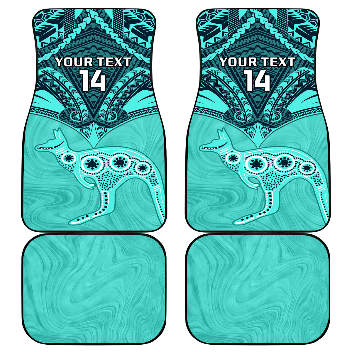 Custom Australia Matildas Car Mats Polynesian Mix Turquoise Marble