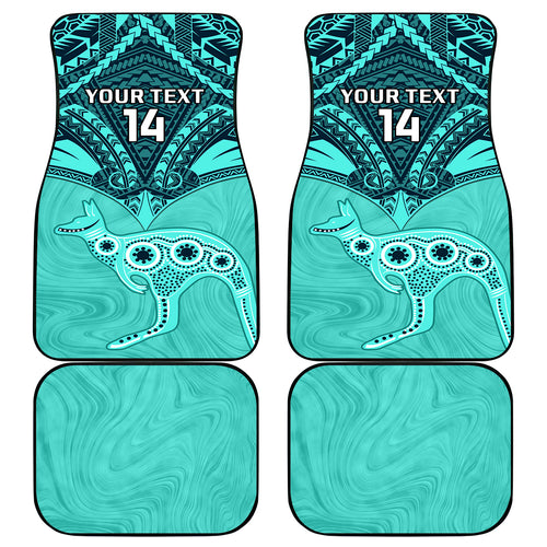 Custom Australia Matildas Car Mats Polynesian Mix Turquoise Marble