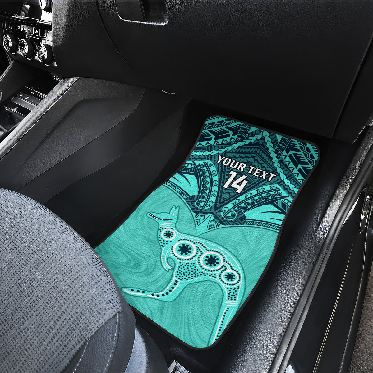 Custom Australia Matildas Car Mats Polynesian Mix Turquoise Marble