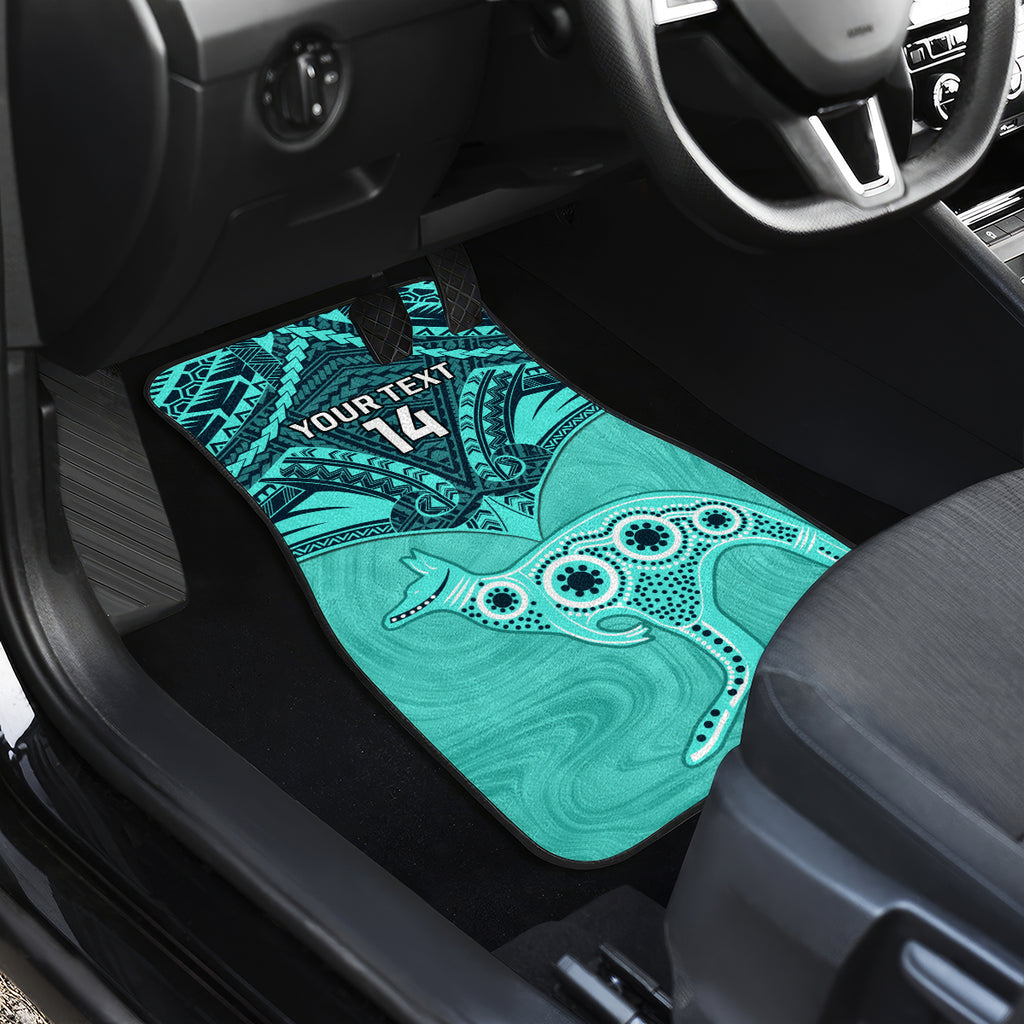 Custom Australia Matildas Car Mats Polynesian Mix Turquoise Marble