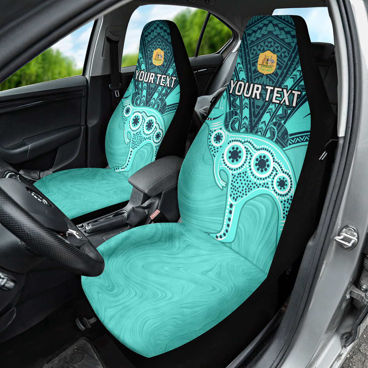 Custom Australia Matildas Car Seat Cover Polynesian Mix Turquoise Marble