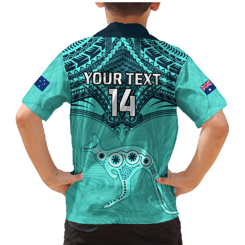 Custom Australia Matildas Family Matching Mermaid Dress and Hawaiian Shirt Polynesian Mix Turquoise Marble