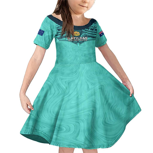 Custom Australia Matildas Family Matching Mermaid Dress and Hawaiian Shirt Polynesian Mix Turquoise Marble