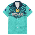 Custom Australia Matildas Family Matching Mermaid Dress and Hawaiian Shirt Polynesian Mix Turquoise Marble