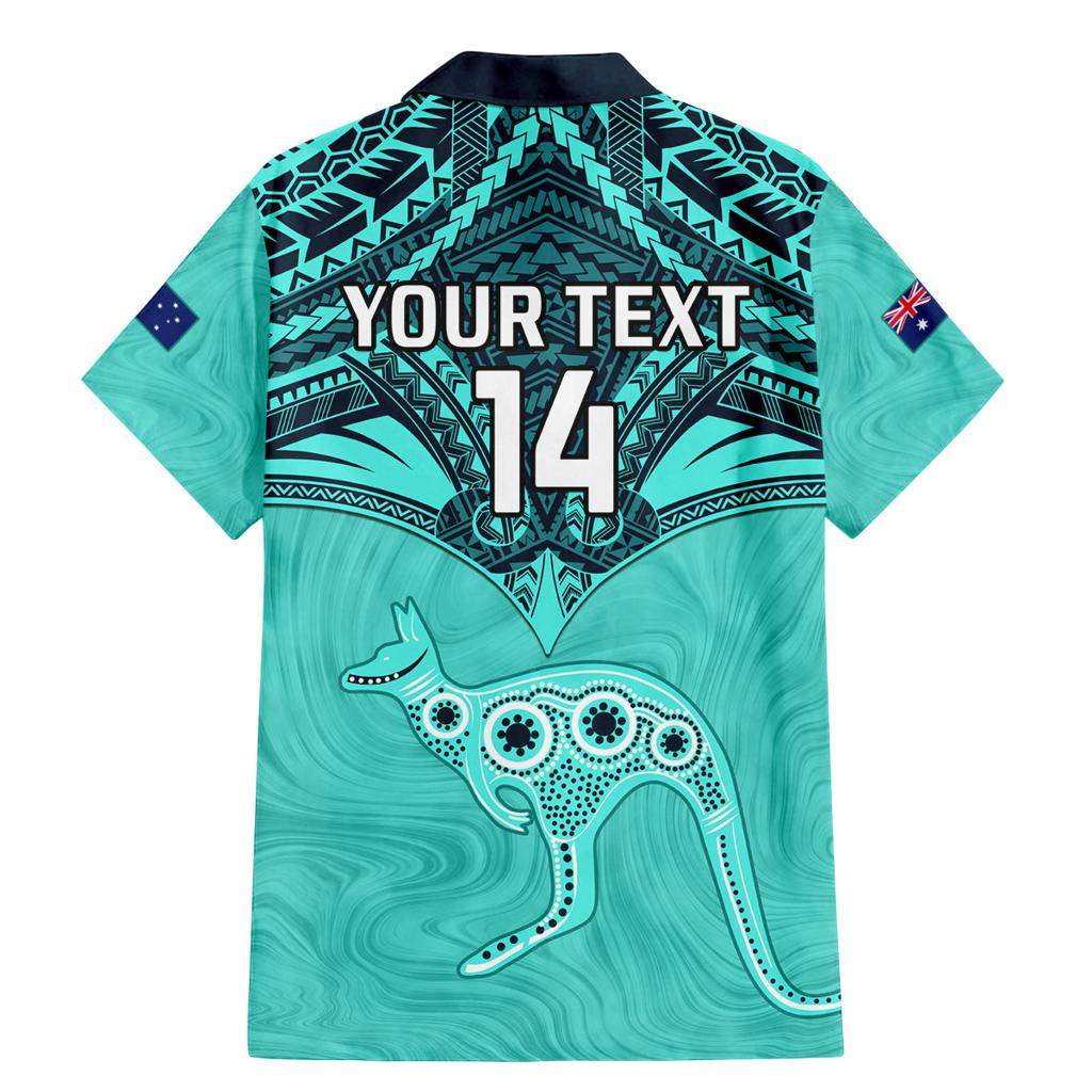 Custom Australia Matildas Family Matching Mermaid Dress and Hawaiian Shirt Polynesian Mix Turquoise Marble
