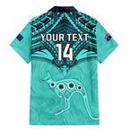 Custom Australia Matildas Family Matching Mermaid Dress and Hawaiian Shirt Polynesian Mix Turquoise Marble