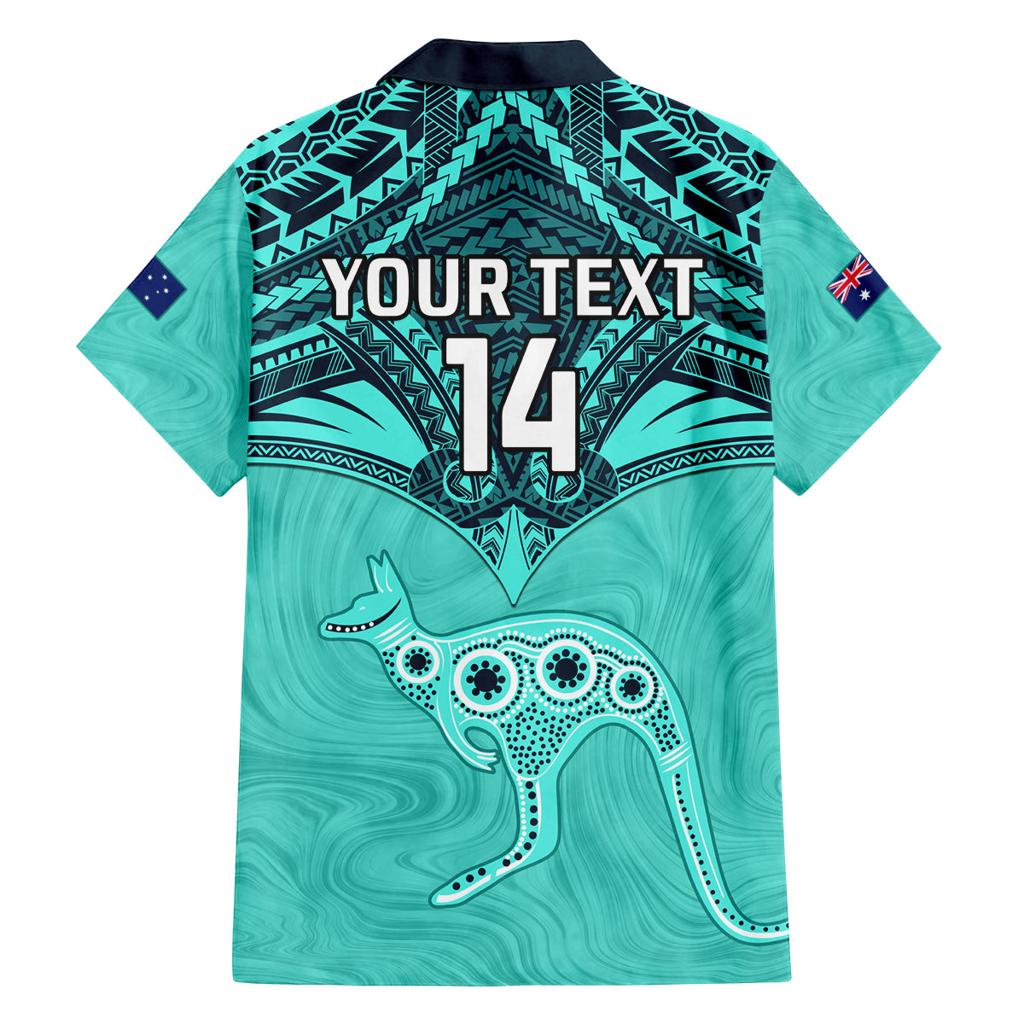 Custom Australia Matildas Family Matching Tank Maxi Dress and Hawaiian Shirt Polynesian Mix Turquoise Marble